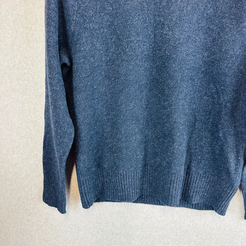 J. Crew Mens Medium Sweater Rugged Merino Blue Wool Blend Long Sleeve